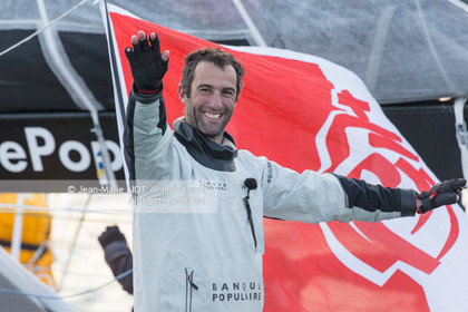 Les Sables d'Olonne, le 19 janvier 2017 arrivée d'Armel Le Cléac'h (FR) skipper de l'imoca Banque Populaire arrive 1er du Vendee globe 2016-2017. Photo © Jean-Marie Liot   DPPI