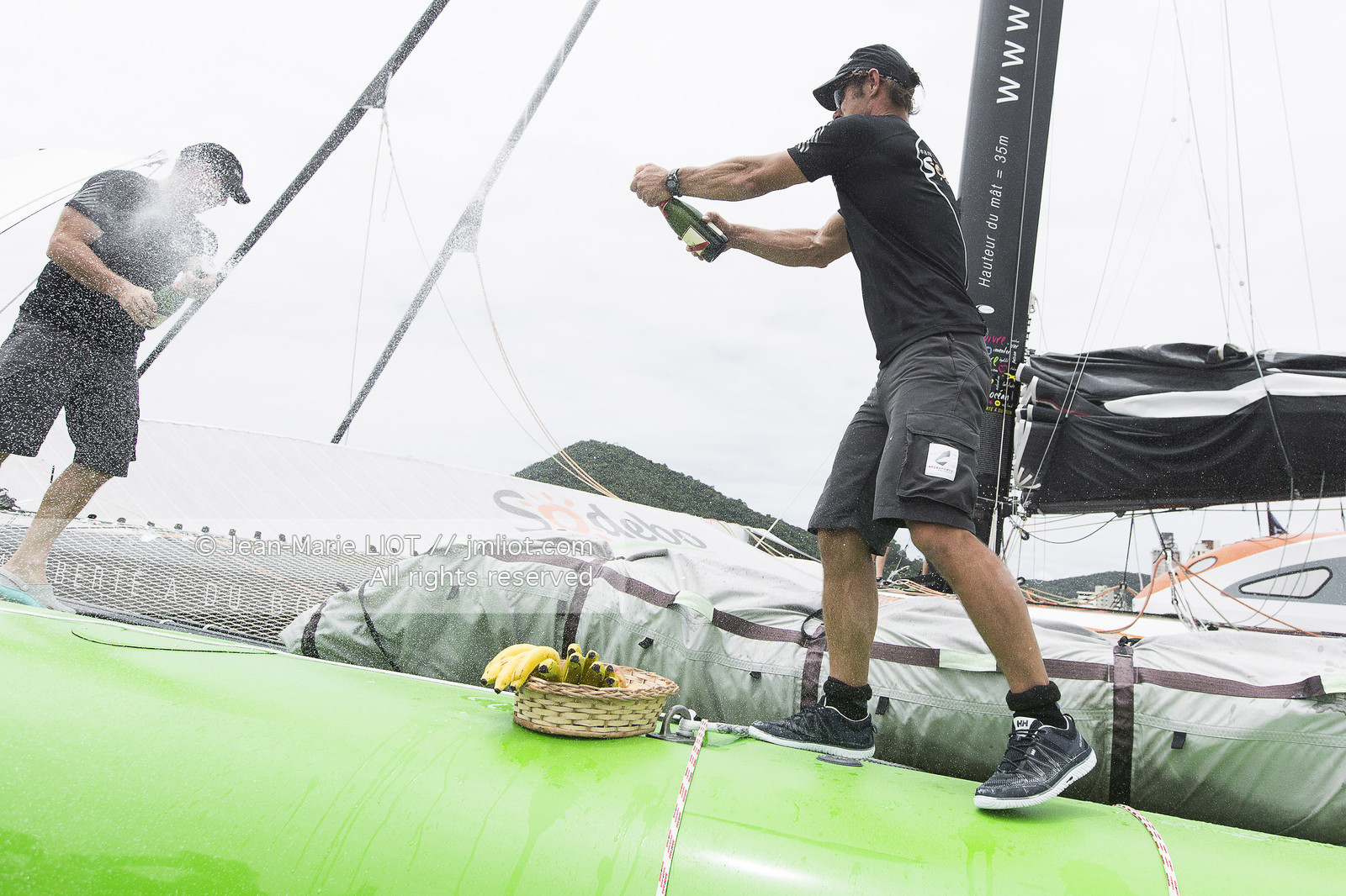 Itajaï(Brésil), samedi 7 novembre 2015, Thomas Coville et Jean-Luc Nélias deuxiémes au classement Ultim de la Transat Jacques Vabre sur SODEBO. Photo © JEAN-MARIE LIOT   DPPI.