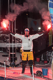 Les Sables d'Olonne, le 19 janvier 2017 arrivée d'Armel Le Cléac'h (FR) skipper de l'imoca Banque Populaire arrive 1er du Vendee globe 2016-2017. Photo © Jean-Marie Liot   DPPI