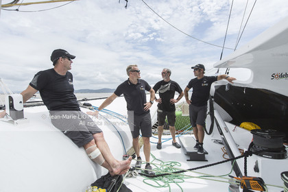 Itajaï(Brésil), samedi 7 novembre 2015, Thomas Coville et Jean-Luc Nélias deuxiémes au classement Ultim de la Transat Jacques Vabre sur SODEBO. Photo © JEAN-MARIE LIOT   DPPI.