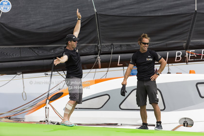 Itajaï(Brésil), samedi 7 novembre 2015, Thomas Coville et Jean-Luc Nélias deuxiémes au classement Ultim de la Transat Jacques Vabre sur SODEBO. Photo © JEAN-MARIE LIOT   DPPI.