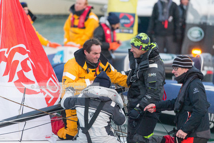 Les Sables d'Olonne, le 19 janvier 2017 arrivée d'Armel Le Cléac'h (FR) skipper de l'imoca Banque Populaire arrive 1er du Vendee globe 2016-2017. Photo © Jean-Marie Liot   DPPI