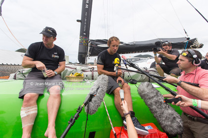 Itajaï(Brésil), samedi 7 novembre 2015, Thomas Coville et Jean-Luc Nélias deuxiémes au classement Ultim de la Transat Jacques Vabre sur SODEBO. Photo © JEAN-MARIE LIOT   DPPI.