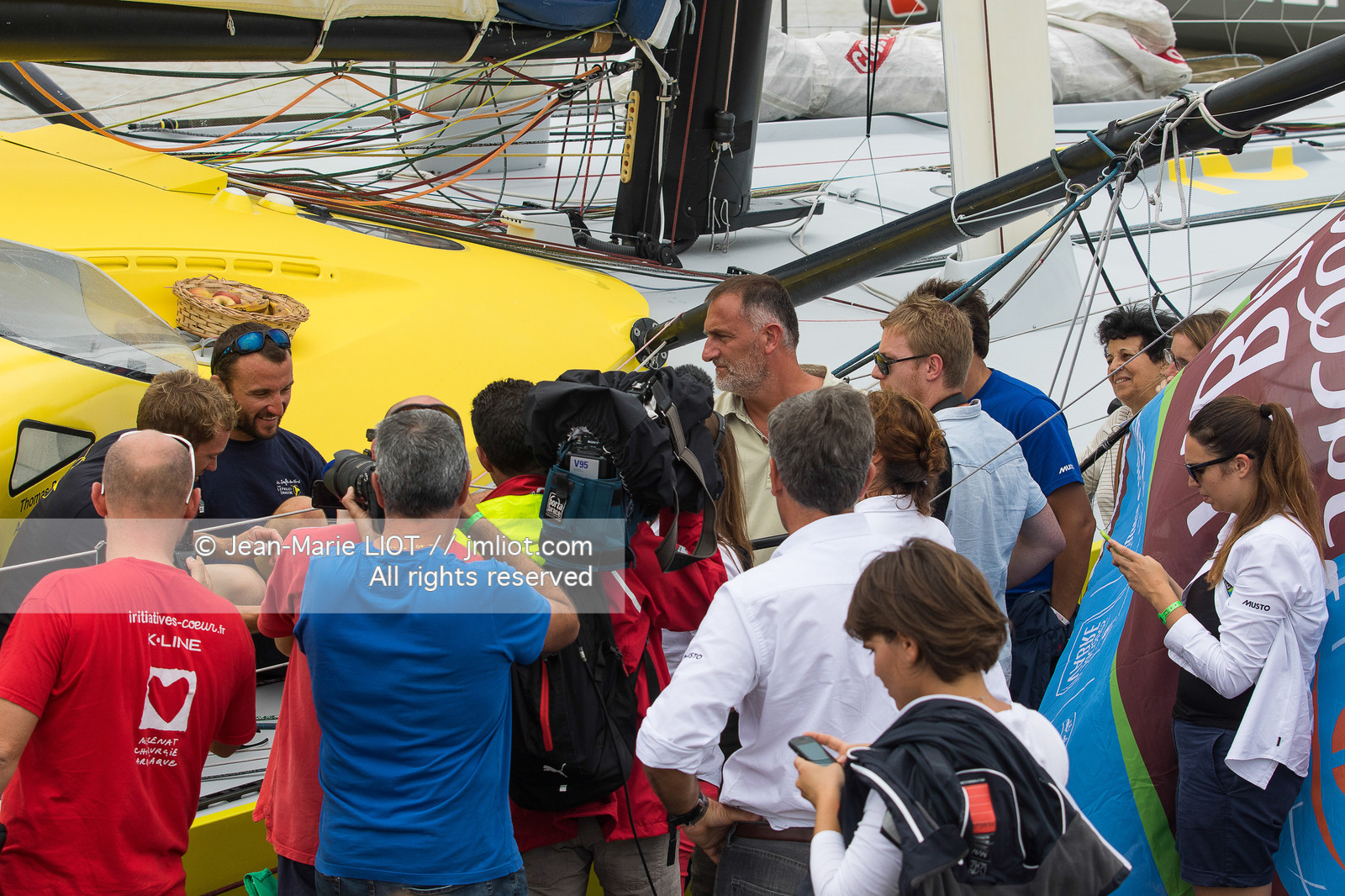 Itajaï (Brazil) le 12 November 2015, arrivée de Thomas Ruyant et Adrien Hardy à bord de l'imoca Le souffle du Nord. Photo © Jean-Marie Liot   DPPI.