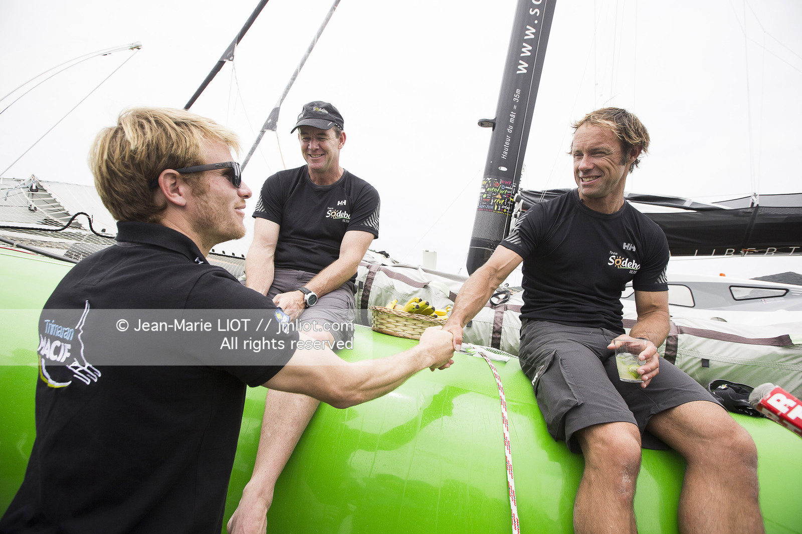 Itajaï(Brésil), samedi 7 novembre 2015, Thomas Coville et Jean-Luc Nélias deuxiémes au classement Ultim de la Transat Jacques Vabre sur SODEBO. Photo © JEAN-MARIE LIOT   DPPI.