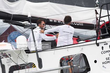 Itajaï (Brazil) le 13 November 2015, arrivée de Eric Bellion et Sam Goodchild à bord de l'imoca comme un seul homme. Photo © Jean-Marie Liot   DPPI..