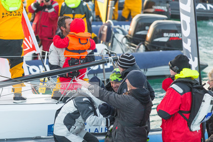 Les Sables d'Olonne, le 19 janvier 2017 arrivée d'Armel Le Cléac'h (FR) skipper de l'imoca Banque Populaire arrive 1er du Vendee globe 2016-2017. Photo © Jean-Marie Liot   DPPI