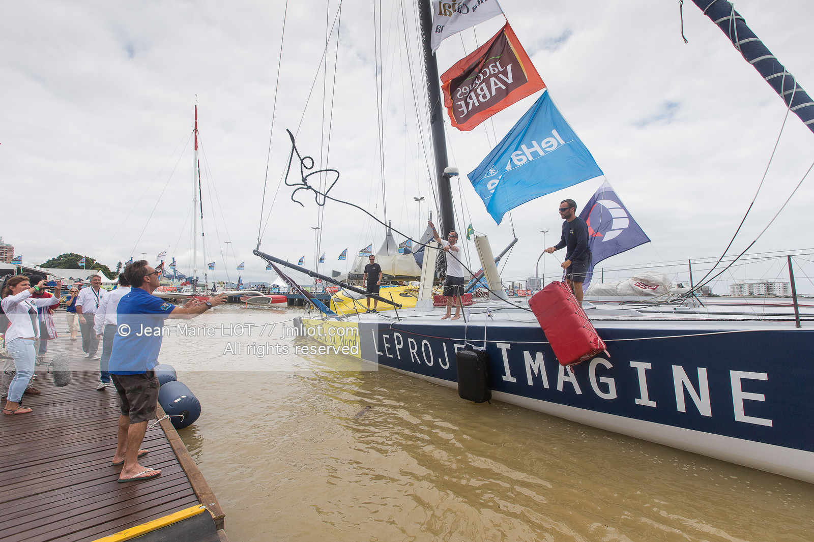 Itajaï (Brazil) le 12 November 2015, arrivée de Thomas Ruyant et Adrien Hardy à bord de l'imoca Le souffle du Nord. Photo © Jean-Marie Liot   DPPI.
