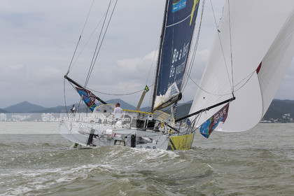 Itajaï (Brazil) le 12 November 2015, arrivée de Thomas Ruyant et Adrien Hardy à bord de l'imoca Le souffle du Nord. Photo © Jean-Marie Liot   DPPI.
