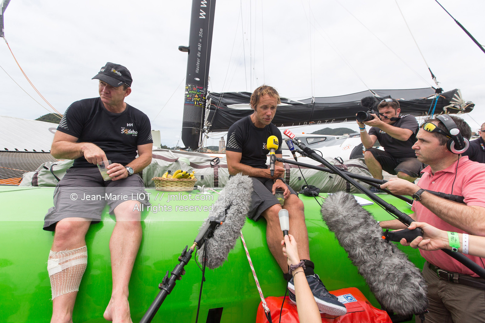 Itajaï(Brésil), samedi 7 novembre 2015, Thomas Coville et Jean-Luc Nélias deuxiémes au classement Ultim de la Transat Jacques Vabre sur SODEBO. Photo © JEAN-MARIE LIOT   DPPI.