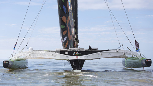 Itajaï(Brésil), samedi 7 novembre 2015, Thomas Coville et Jean-Luc Nélias deuxiémes au classement Ultim de la Transat Jacques Vabre sur SODEBO. Photo © JEAN-MARIE LIOT   DPPI.