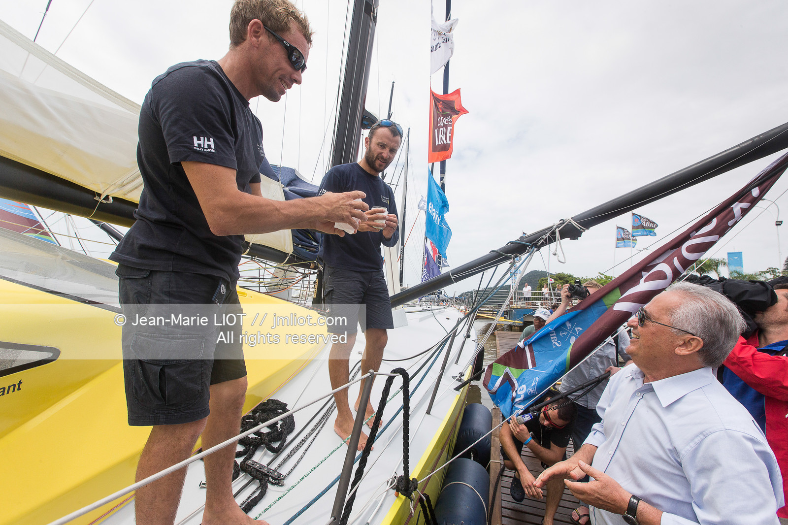 Itajaï (Brazil) le 12 November 2015, arrivée de Thomas Ruyant et Adrien Hardy à bord de l'imoca Le souffle du Nord. Photo © Jean-Marie Liot   DPPI.