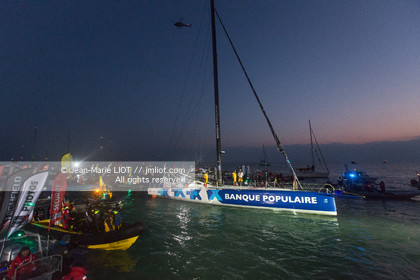 Les Sables d'Olonne, le 19 janvier 2017 arrivée d'Armel Le Cléac'h (FR) skipper de l'imoca Banque Populaire arrive 1er du Vendee globe 2016-2017. Photo © Jean-Marie Liot   DPPI