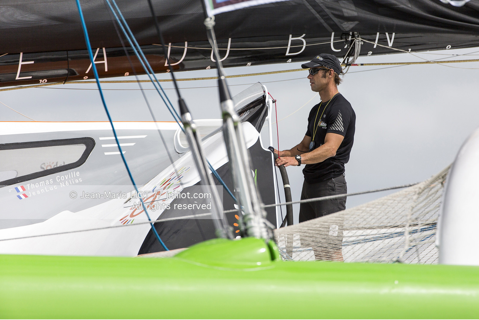 Itajaï(Brésil), samedi 7 novembre 2015, Thomas Coville et Jean-Luc Nélias deuxiémes au classement Ultim de la Transat Jacques Vabre sur SODEBO. Photo © JEAN-MARIE LIOT   DPPI.