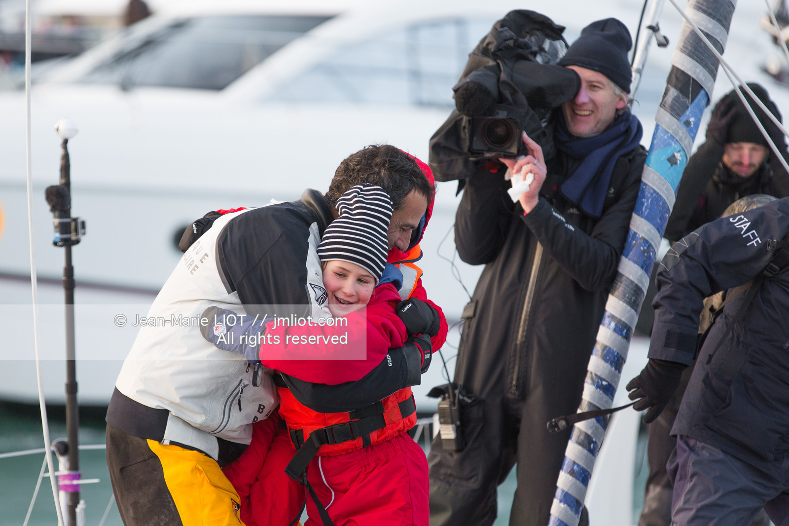 Les Sables d'Olonne, le 19 janvier 2017 arrivée d'Armel Le Cléac'h (FR) skipper de l'imoca Banque Populaire arrive 1er du Vendee globe 2016-2017. Photo © Jean-Marie Liot   DPPI